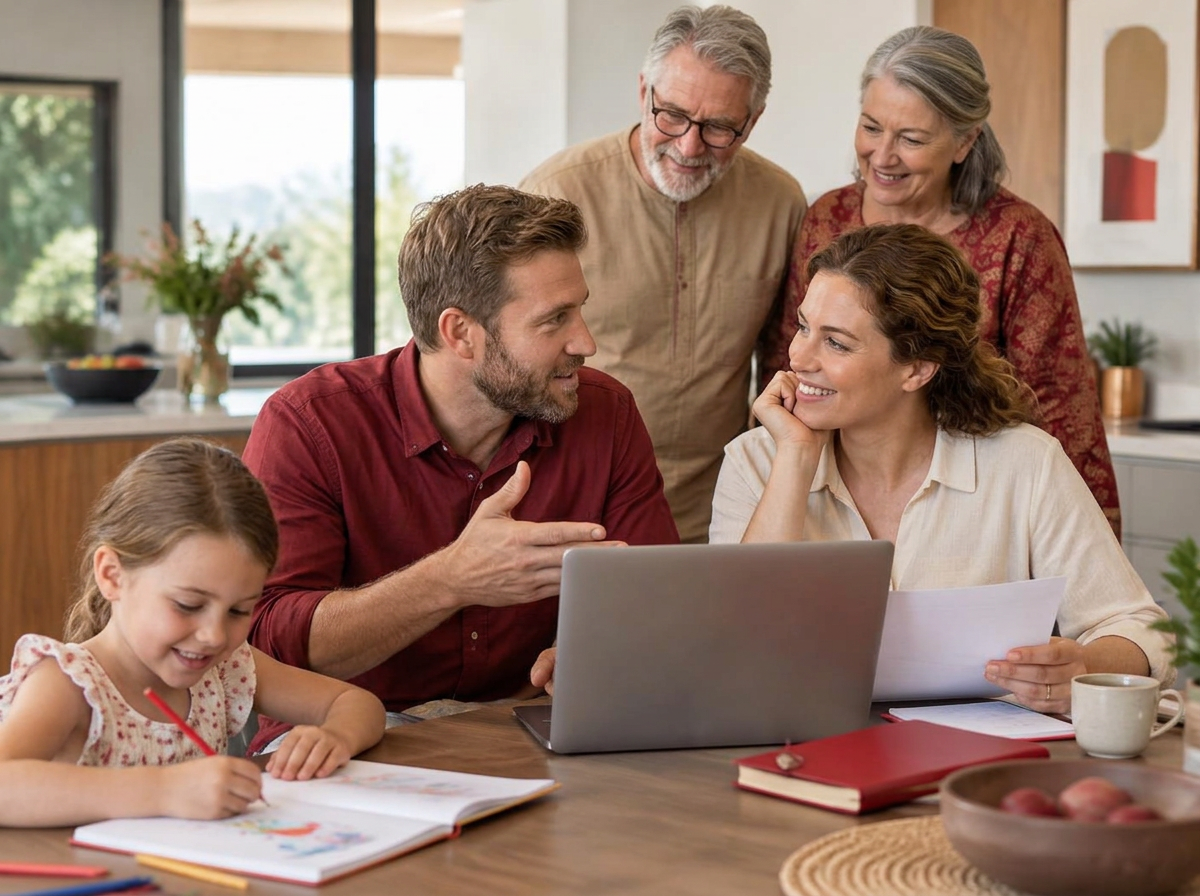 A family planning their finances together